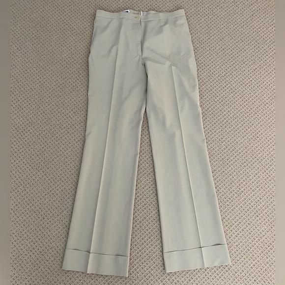 Jil Sander Women's Cream Wide Leg Creased Cuffed Pants Size 8 - Picture 2 of 8